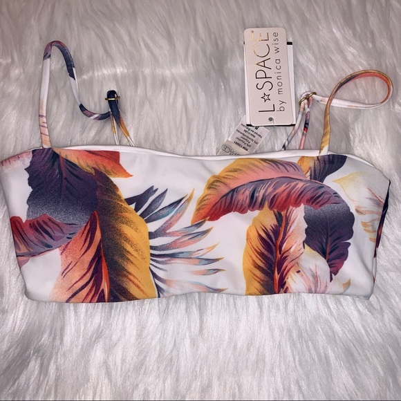 L*Space White, Leaf Print Rebel Bikini Top Size Small NWT - Picture 4 of 4